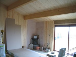 picture of fireplace being installed - click for larger image. Opens in new tab