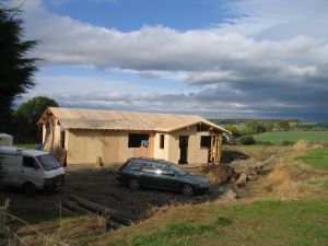 picture of The Hytte all boarded - click for larger image. Opens in new tab